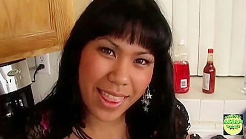 Slutty Asian Puts A Big Black Cock In Her Tight Pussy On The Kitchen Table